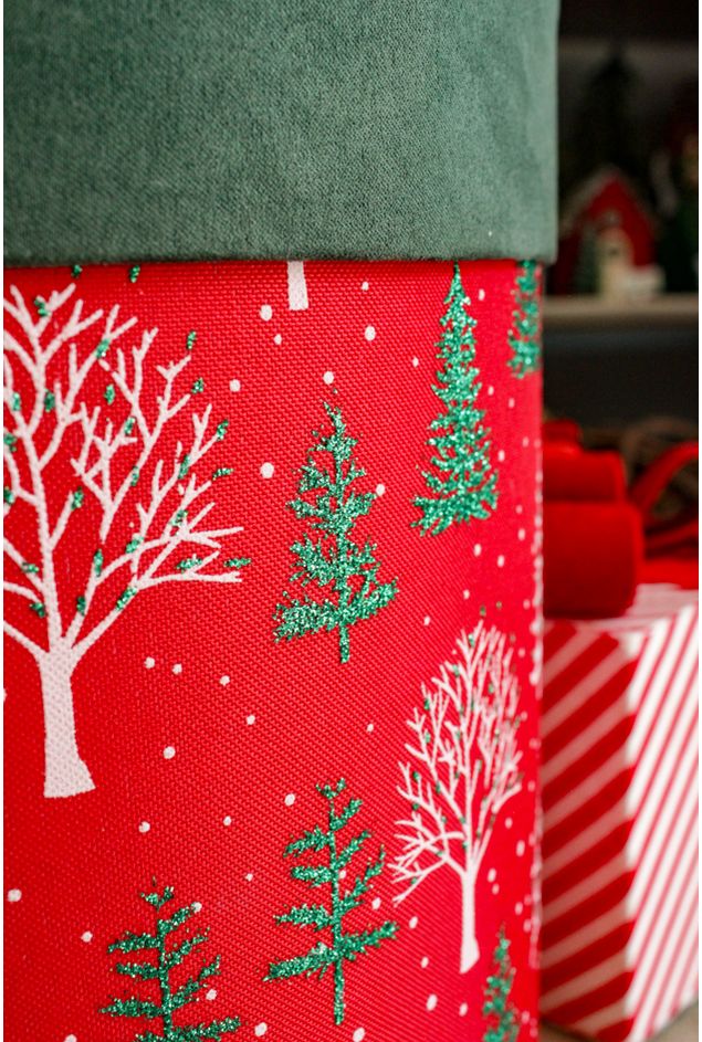 Caixa de Presente Veludo Vermelha e Verde Natal P -2-